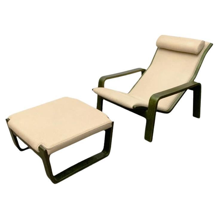Ensemble de chaises longues Pulkka du milieu du siècle avec ottoman, Ilmari Lappalainen, Asko en vente