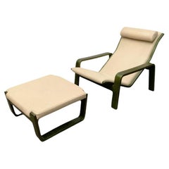 Set of Mid-Century Pulkka Lounge Chair with Ottoman, Ilmari Lappalainen, Asko