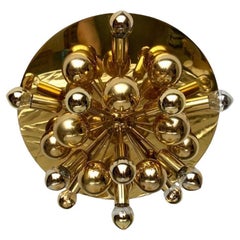 Lampada da soffitto o da parete atomica in ottone tedesca di metà secolo di Dorothee Becker, anni '70