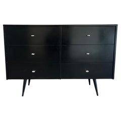 Midcentury Paul McCobb Black 6 Drawer Dresser Credenza #1509 Ring Pulls