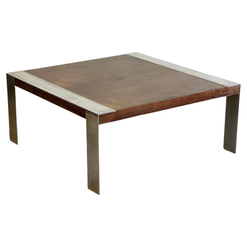 Mid century modern Rosewood chrome square coffee table