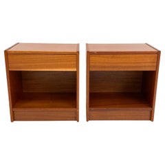 Pair of petite Mid-Century Danish Modern teak Single Drawer Nightstands Denmark