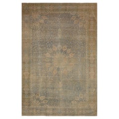 Persian Tabriz Over Size Rug - Wool Blue Green Taupe Design - 99443