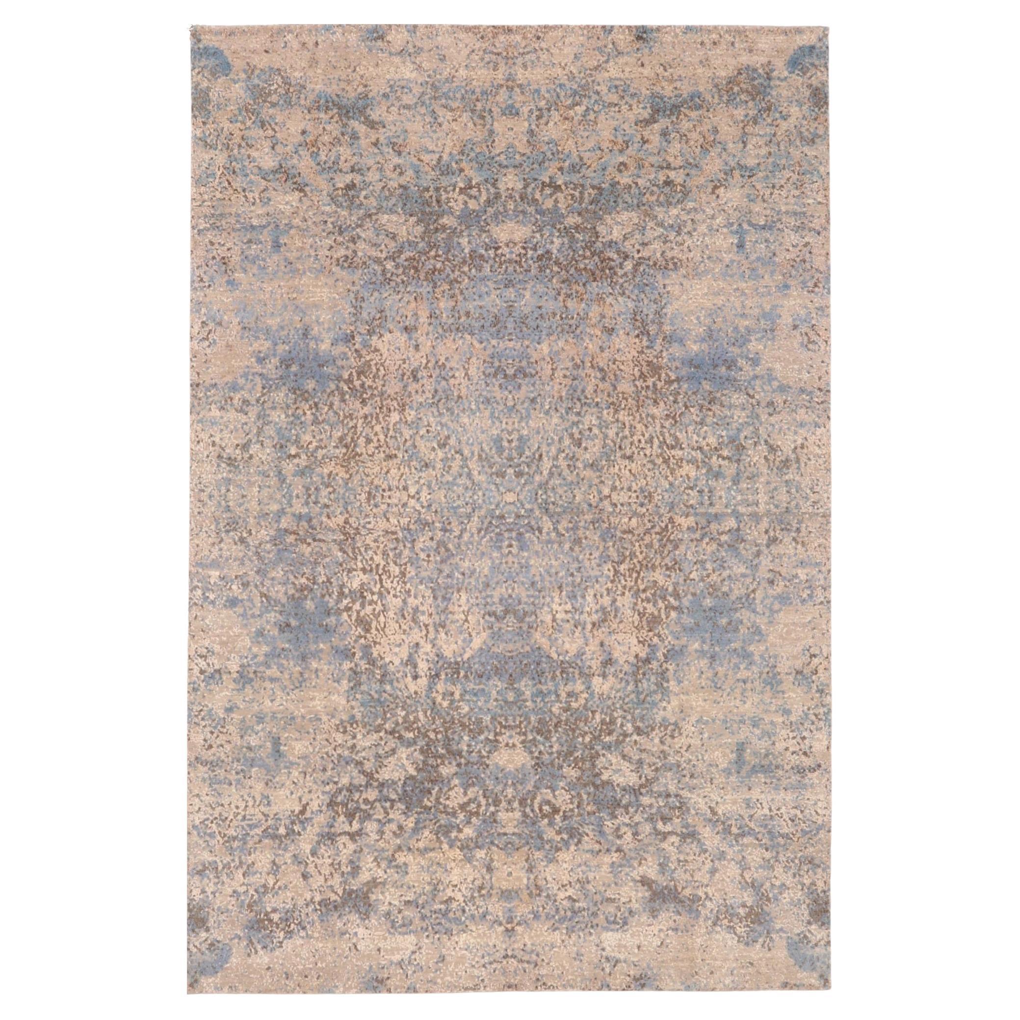 Indien Indien Bereich Teppiche - Wolle Blau Braun Elfenbein Design - 93293