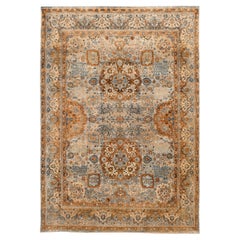 Tappeti India Mashad - Lana Blu Avorio Arancione - 94096