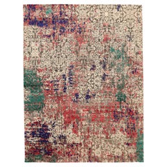 India Modern Area Rugs - Wool Blue Brown Green Ivory Red - 94112