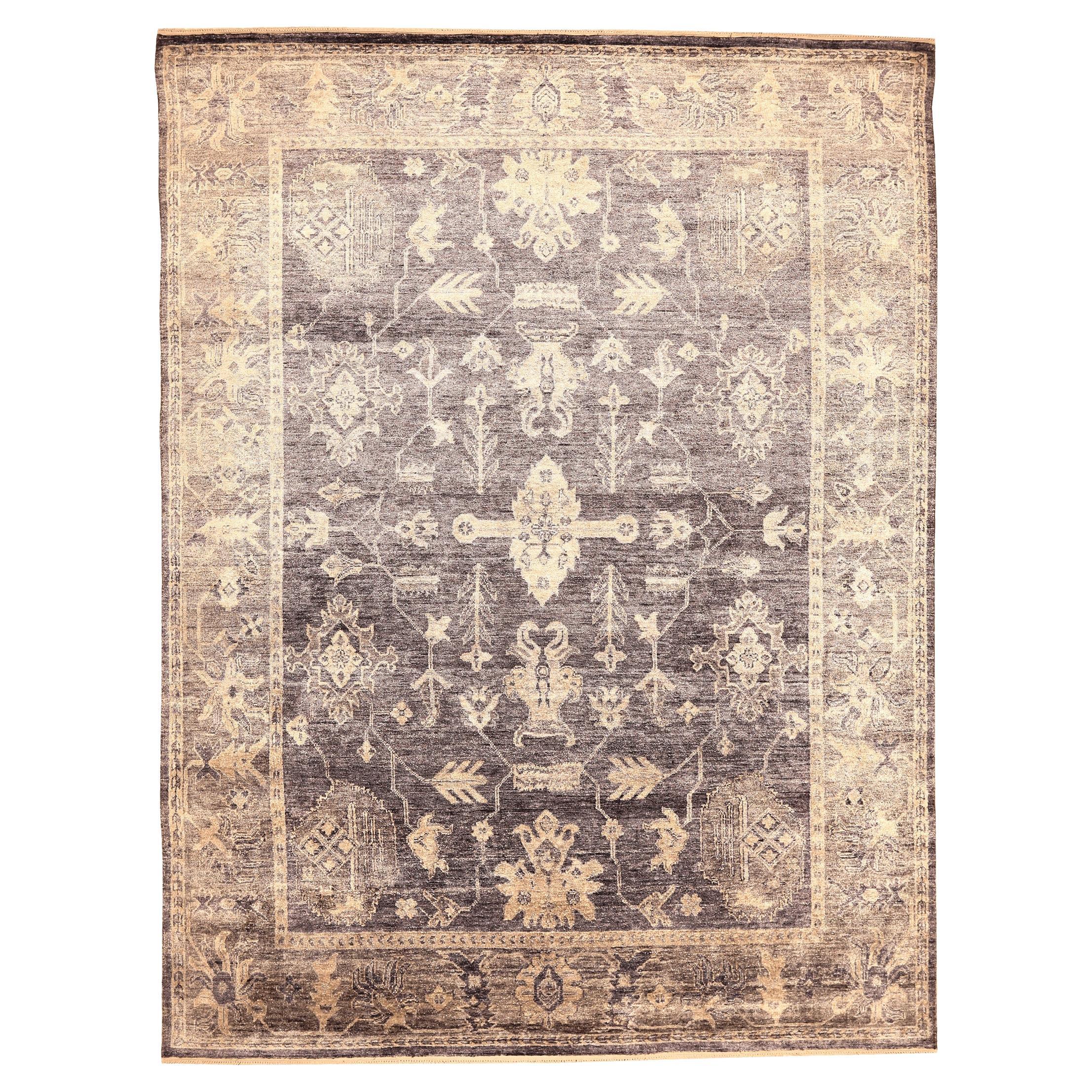 Indien Oushak Bereich Teppiche - Wolle Brown Elfenbein Design - 94156