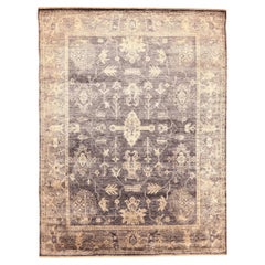 Indien Oushak Bereich Teppiche - Wolle Brown Elfenbein Design - 94156