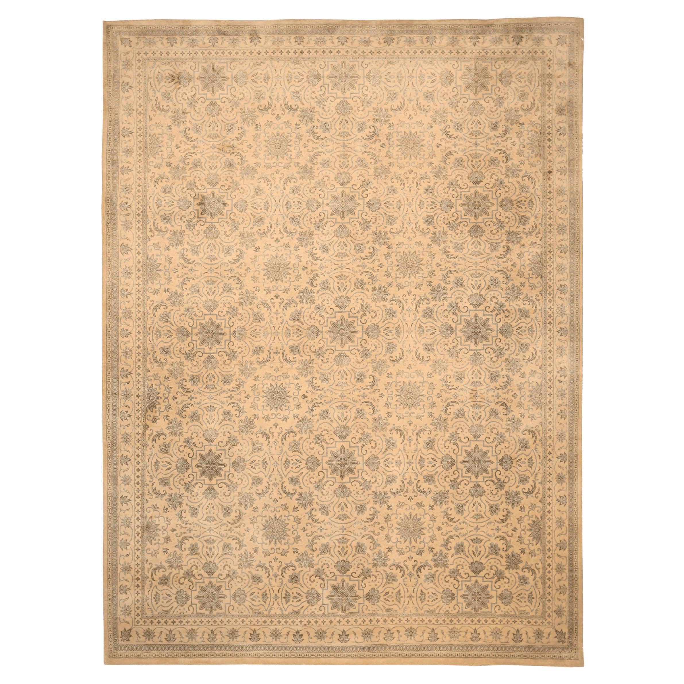 Indien Oushak Bereich Teppiche - Wolle Brown Elfenbein Design - 94171