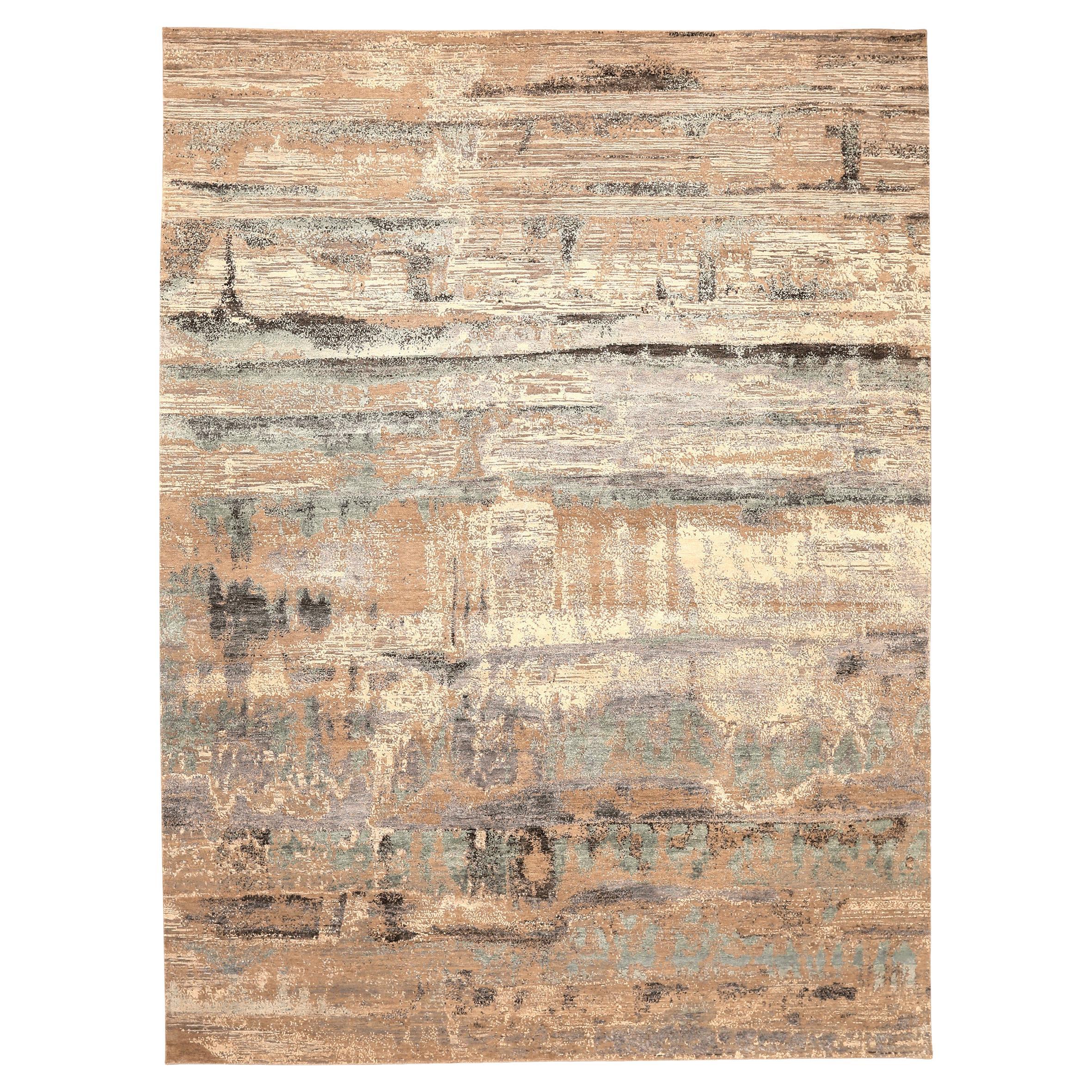 Tappeti India moderni - Lana marrone sfumature di grigio / argento - 94158