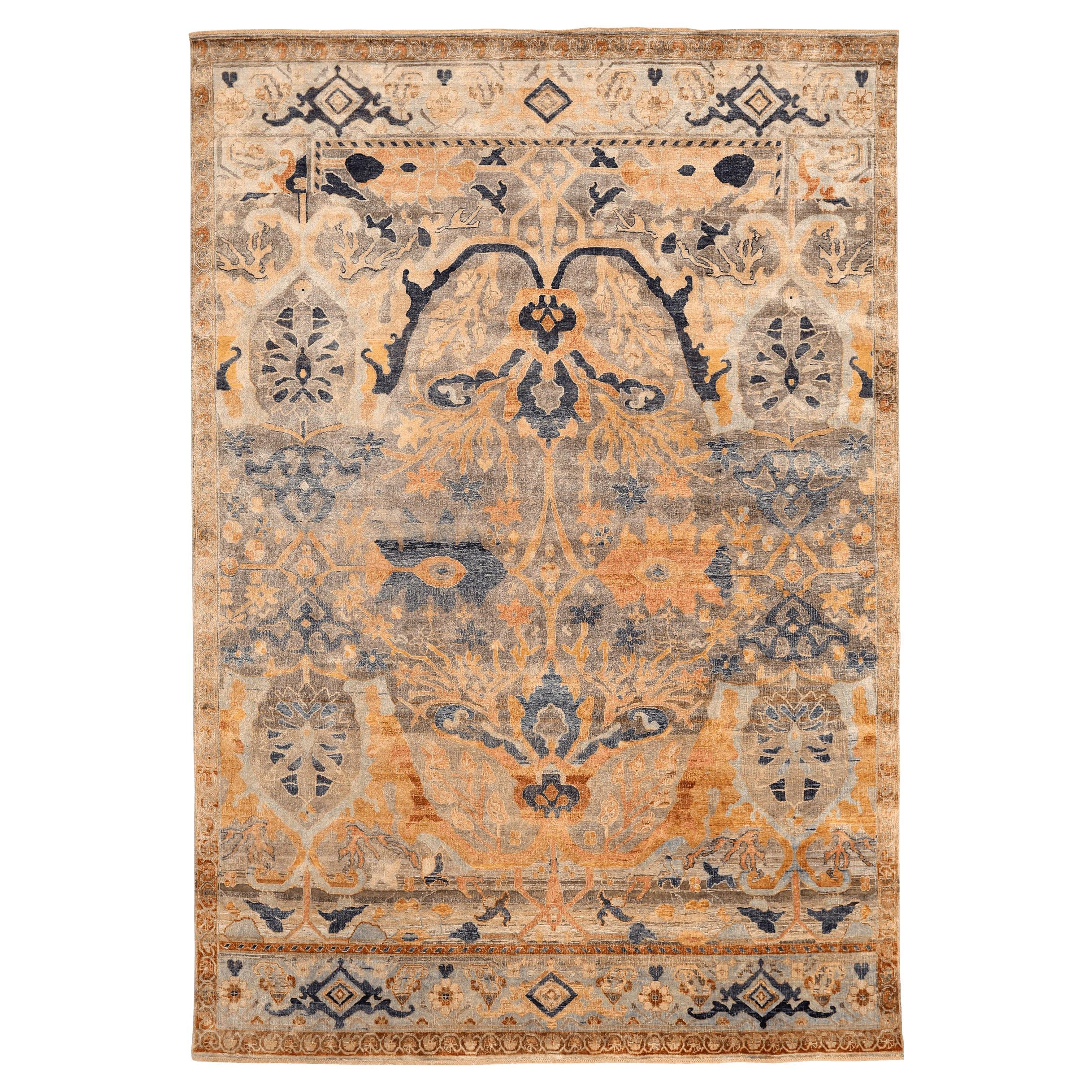 Tapis Bijar en laine ivoire jaune et ivoire, 94176