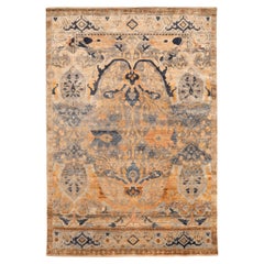 Tapis Bijar en laine ivoire jaune et ivoire, 94176