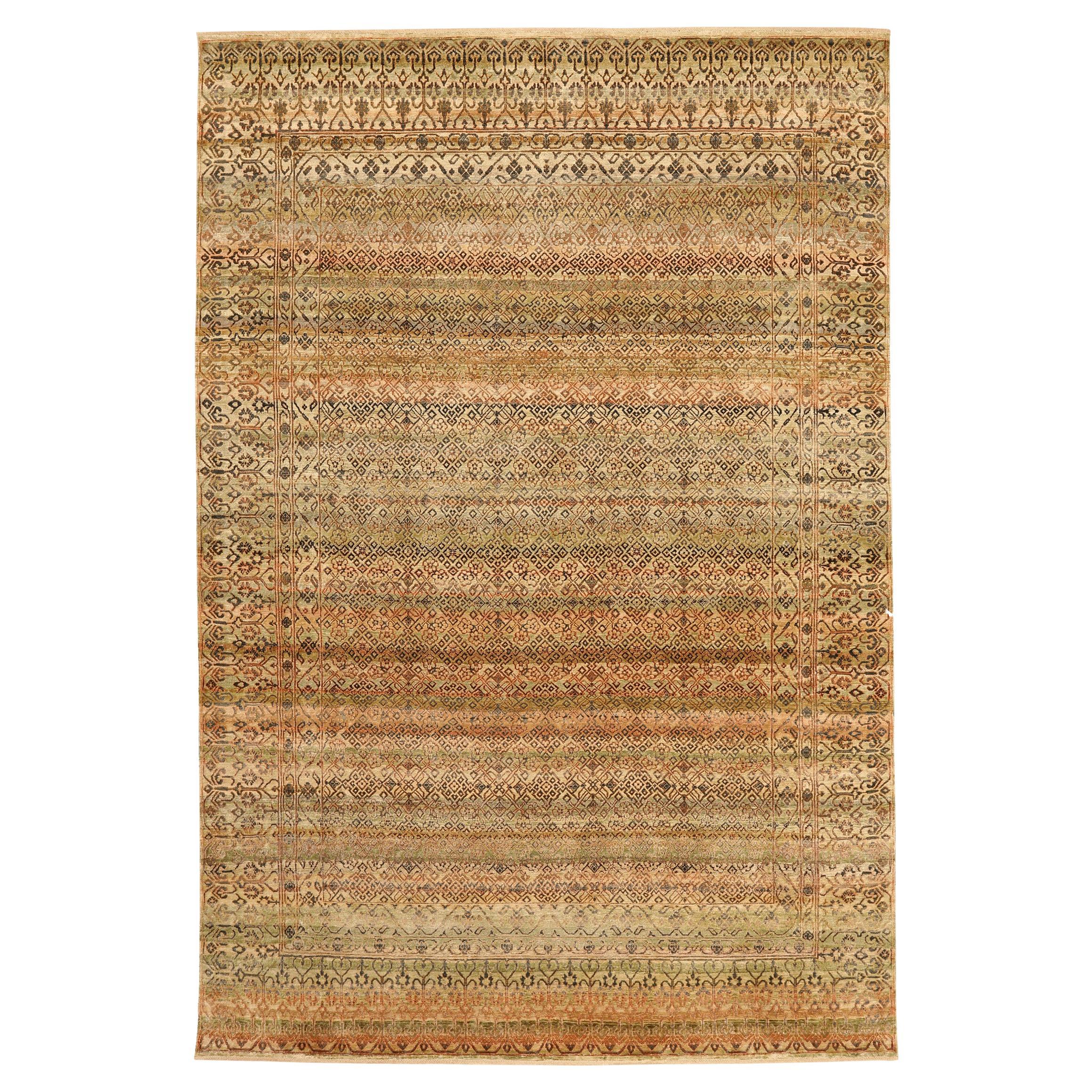 Indien Dorokhsh Bereich Teppiche - Wolle Braun Grün Elfenbein Rot Design - 94177