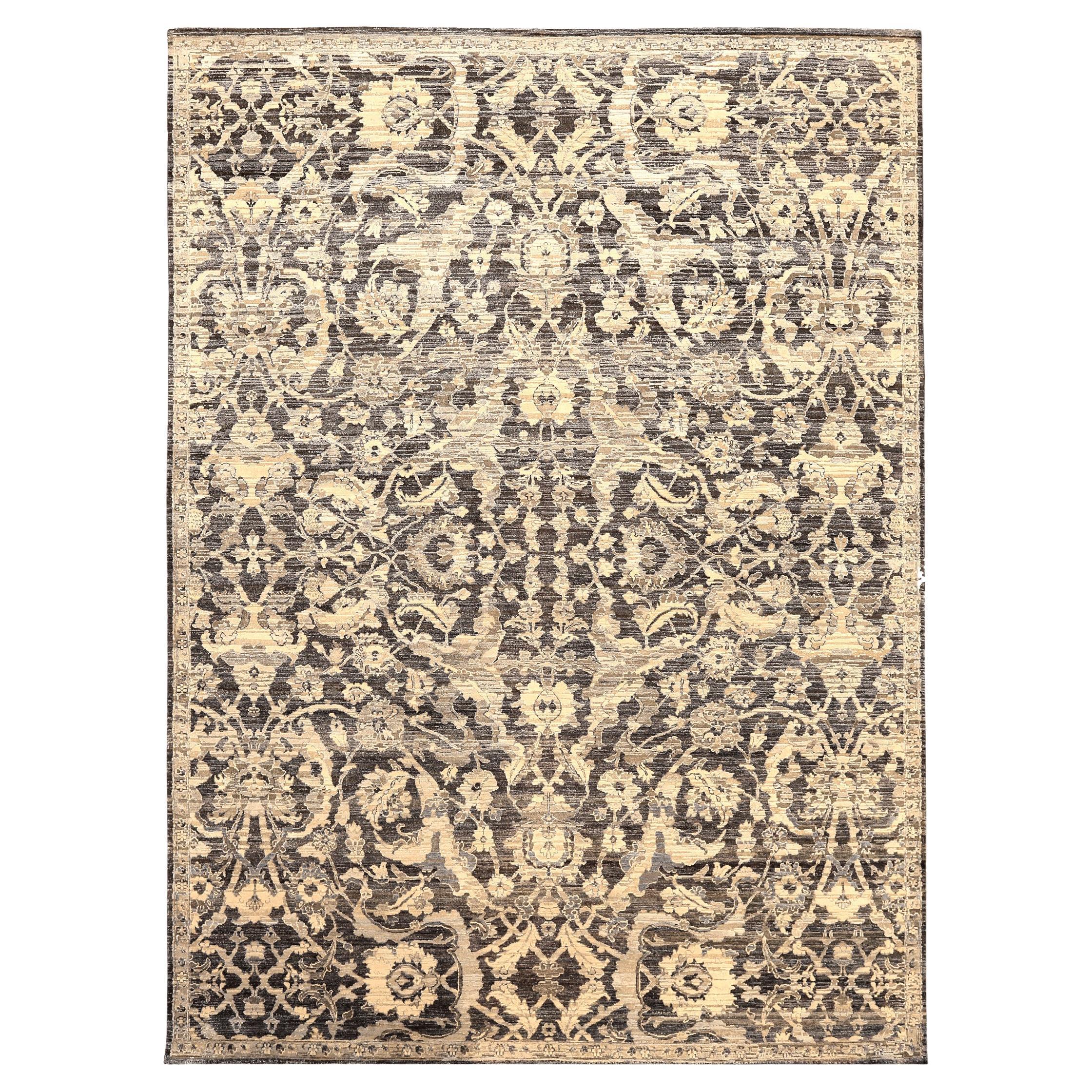 Indien Tabriz Bereich Teppiche - Wolle Brown Elfenbein Design - 94179