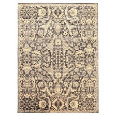 India Tabriz Area Rugs - Wool Brown Ivory Design - 94179