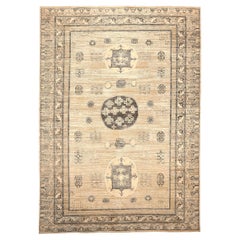 Indien Khotan Teppiche - Wolle Braun Elfenbein Design - 94183