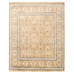 Tapis Khotan en laine ivoire et jaune, Inde - 93807