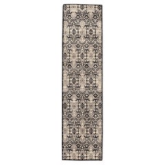 India Modern Runner Rug - Wool Brown Ivory Design - 94193