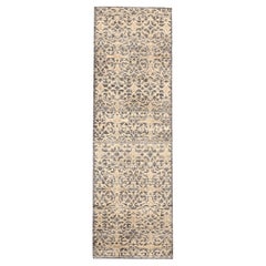 India Modern Runner Rug - Wool Brown Ivory Design - 94211