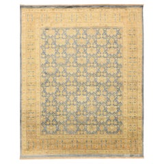 Indien Khotan Bereich Teppiche - Wolle Blau Orange Gelb Design - 93828