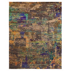 Tapis de zone India Modernity - Laine Bleu Brown Green Ivory Purpel - 93821