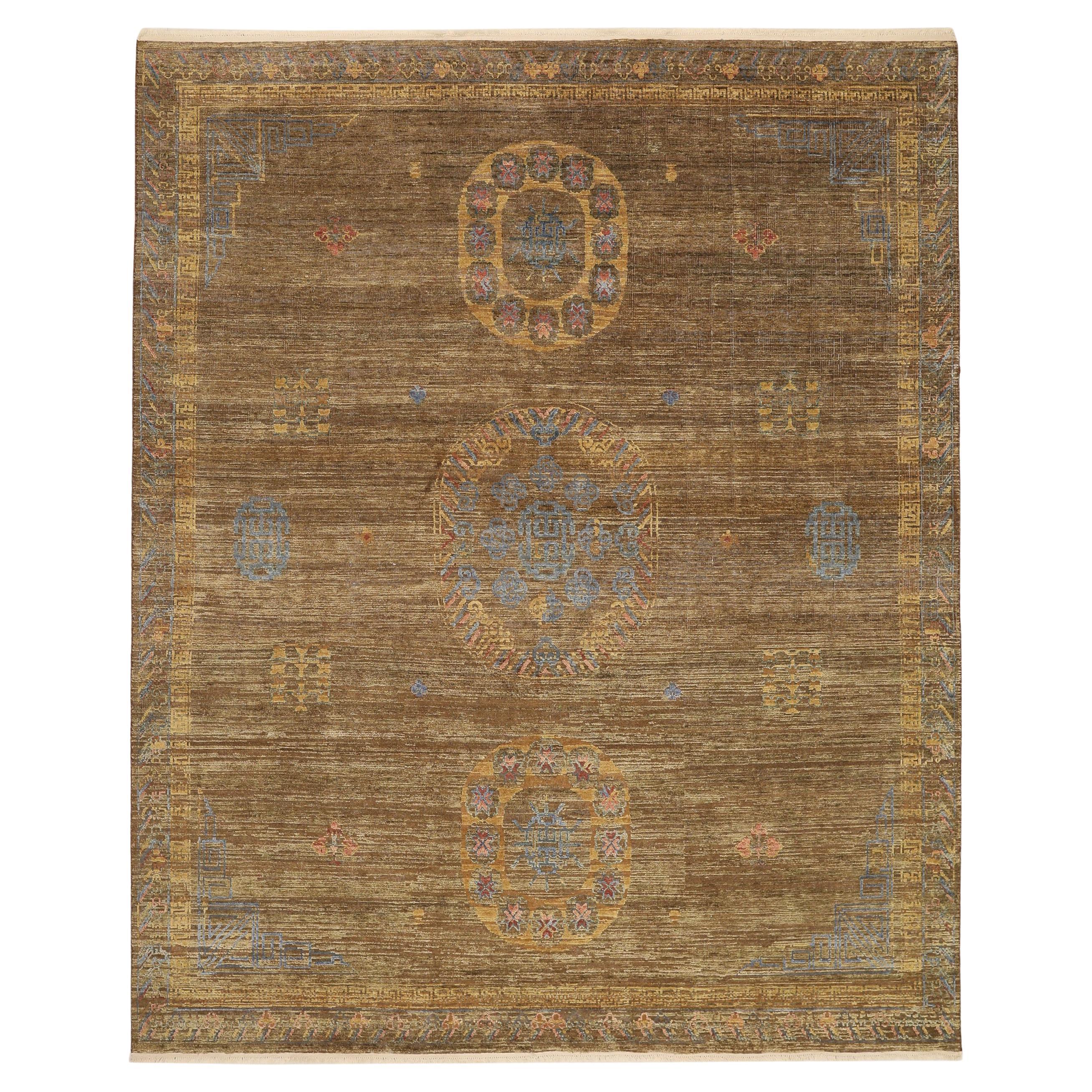 Indien Khotan Bereich Teppiche - Wolle Brown Design - 93834