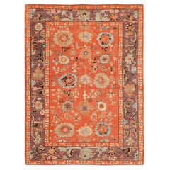 Turkey Oushak Small Rug - Wool Orange Design - 94595