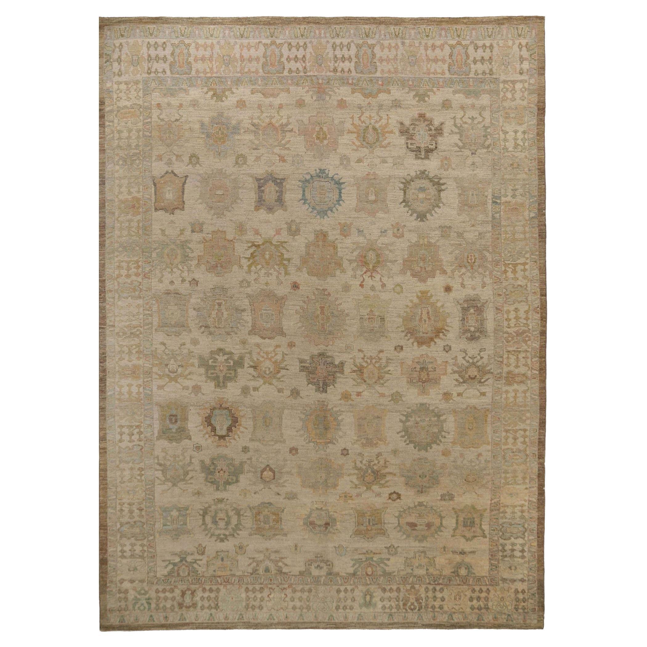 Afghanistan Oushak Over Size Teppich - Wolle Elfenbein Design - 95808