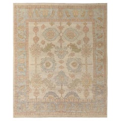 Turkey Oushak Area Rugs - Wool Ivory Design - 95749
