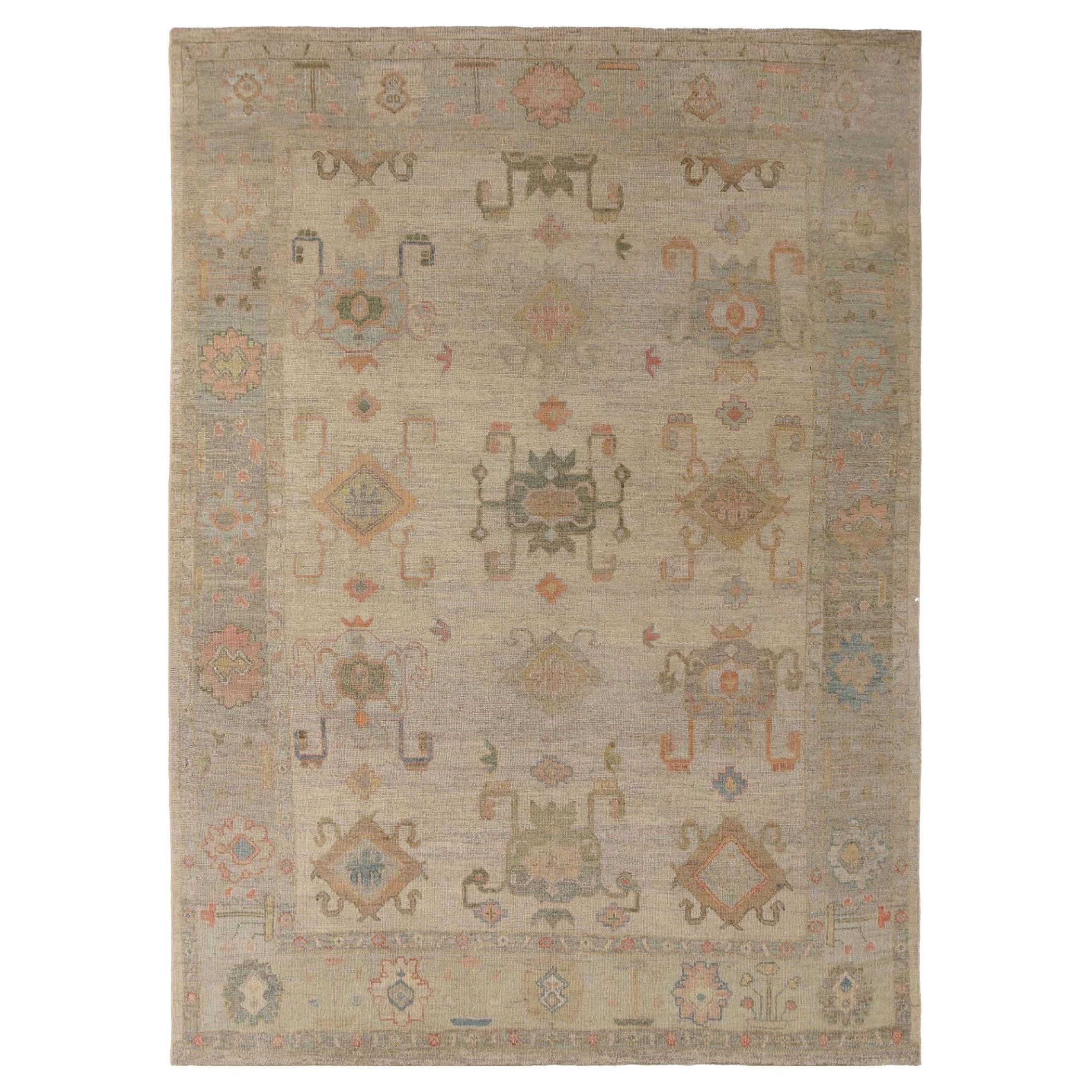 Oushak-Teppiche aus Afghanistan - Wolle in elfenbeinfarbenem Design - 95764