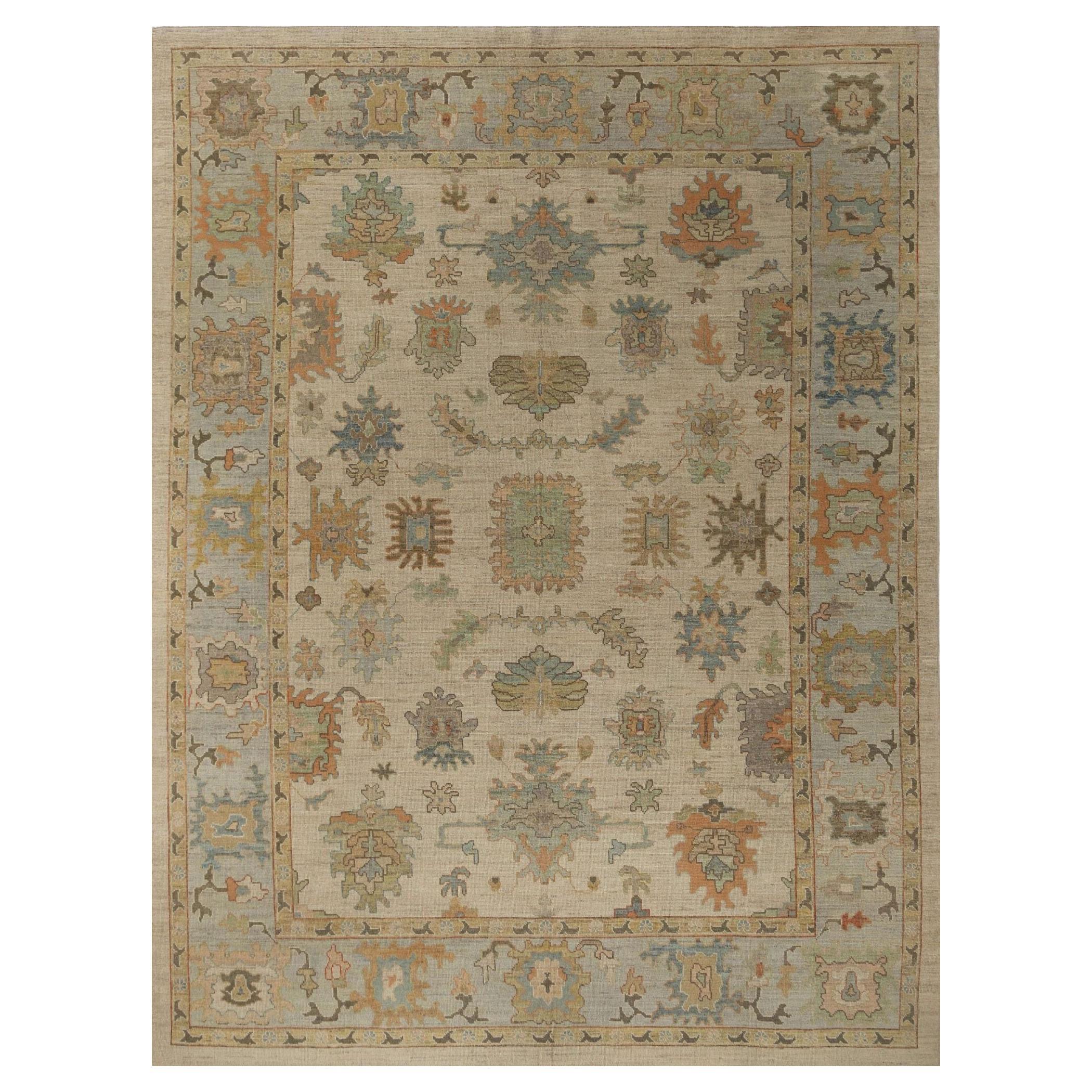 Afghanistan Oushak Over Size Teppich - Wolle Elfenbein Design - 95936