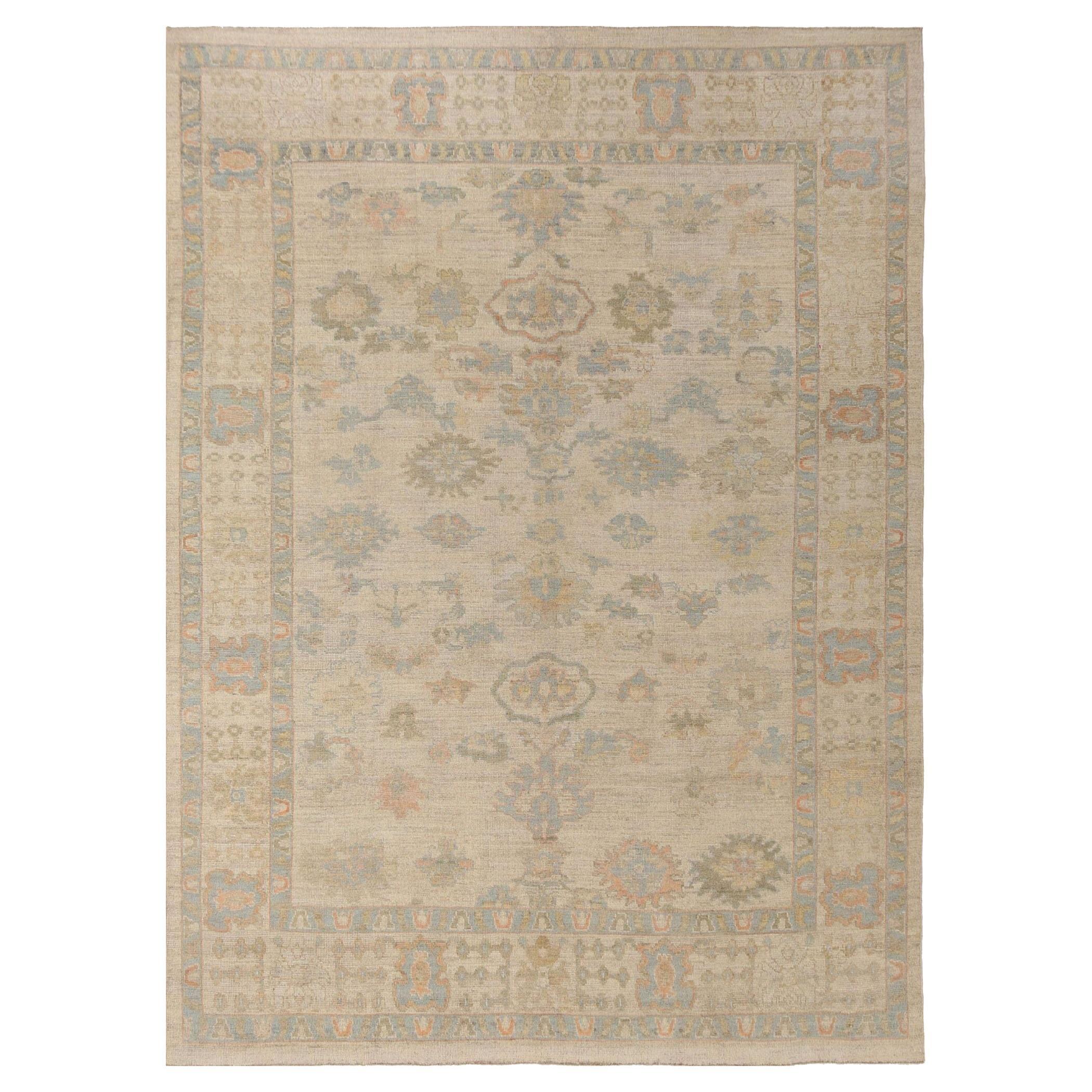 Oushak-Teppiche aus Afghanistan - Wolle in elfenbeinfarbenem Design - 95765