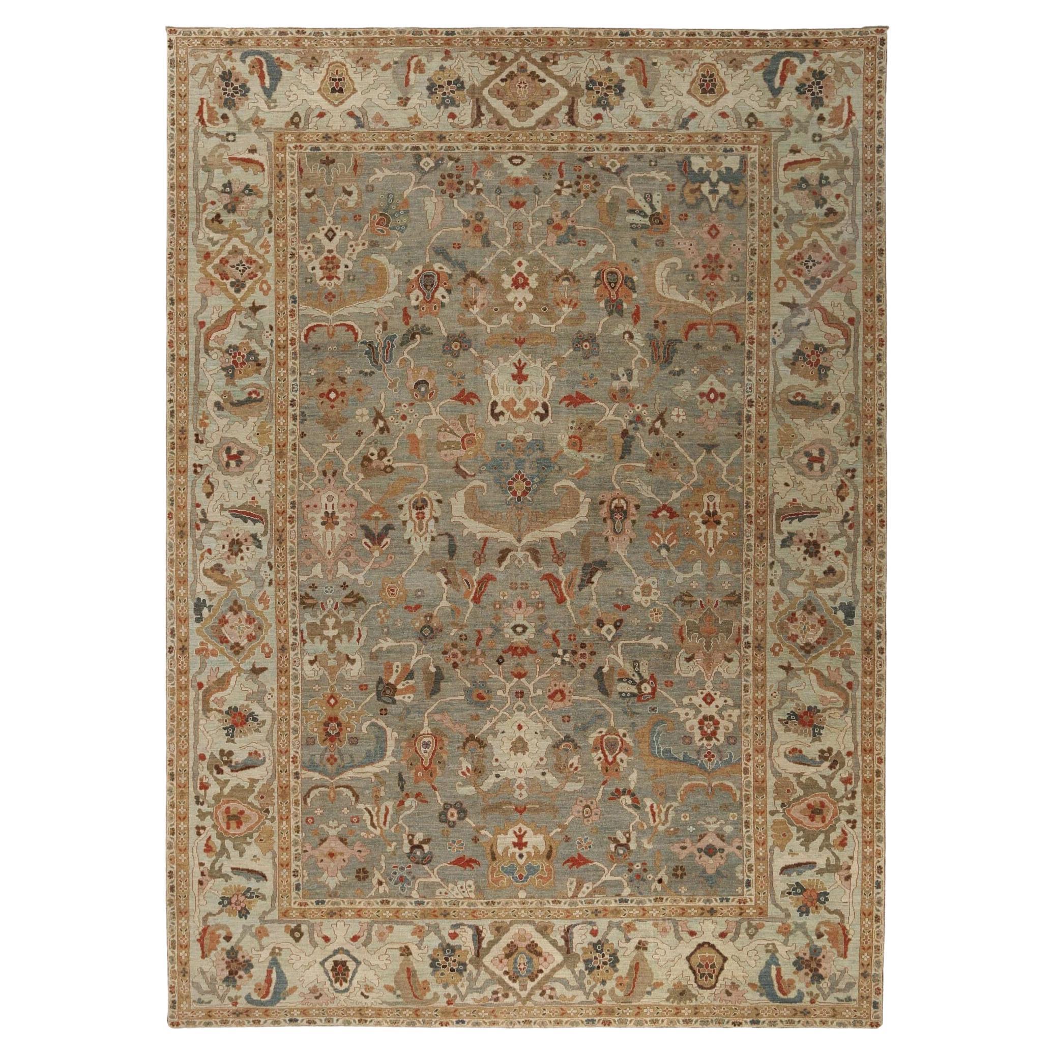 Turkey Sultanabad Over Size Rug - Wool Gray Design - 95940 For Sale