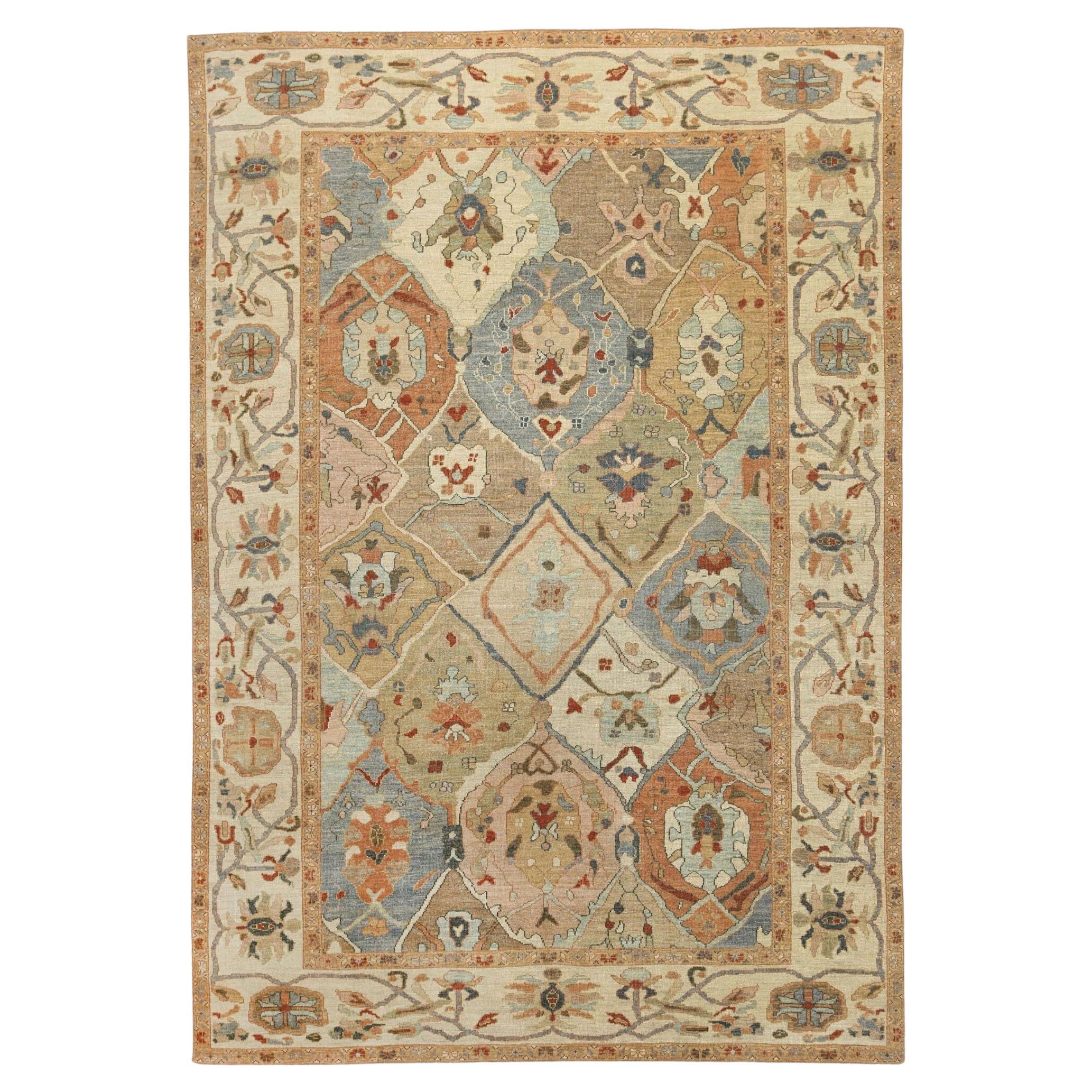 Afghanistan Sultanabad Area Rugs - Wool Blue Green Ivory Pink - 95923