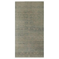 Tapis Sultanabad surdimensionné en laine bleu gris ivoire - 95932
