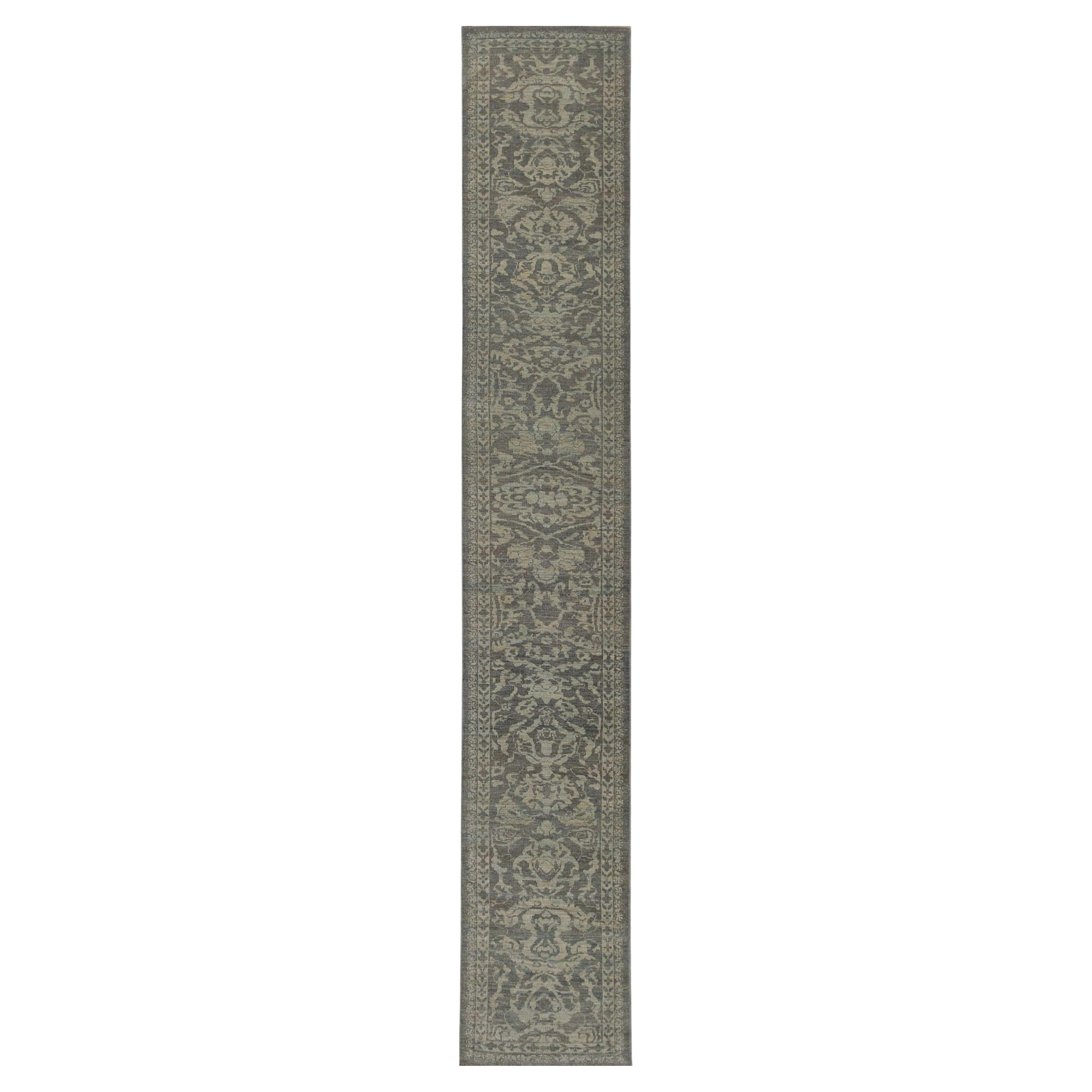 Afghanistan Sultanabad Läufer Teppich - Wolle Braun Elfenbein Design - 95978