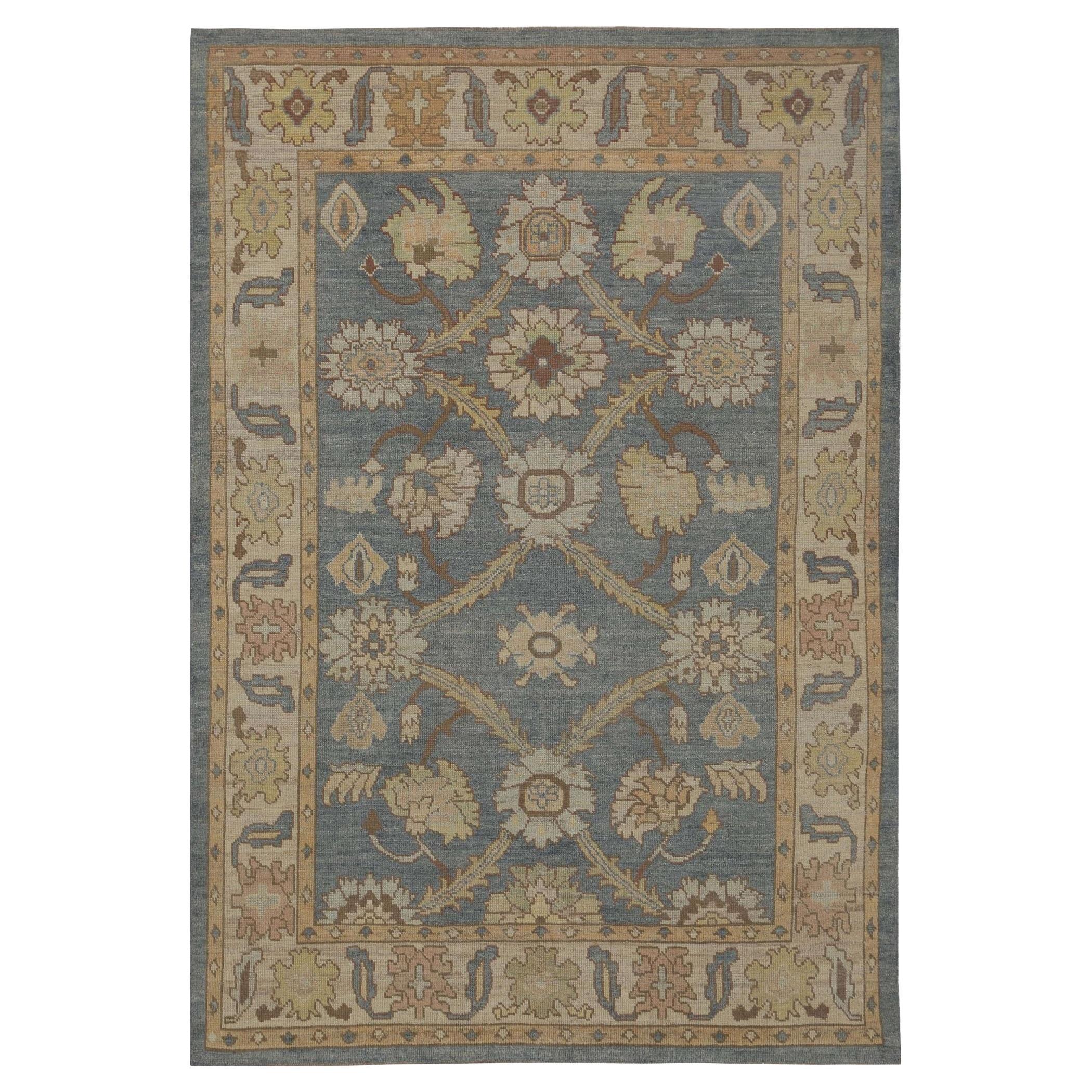Turkey Oushak Area Rugs - Wool Blue Gray Design - 95999