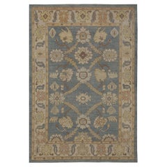 Turkey Oushak Area Rugs - Wool Blue Gray Design - 95999