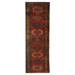 Alfombra Persa Heriz Circa 1910 - Lana Azul Verde Rojo Amarillo Diseño - 99587