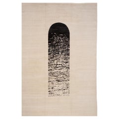 Turkey Moroccan Area Rugs Circa 1990 - Wool Black Ivory Design - 99620