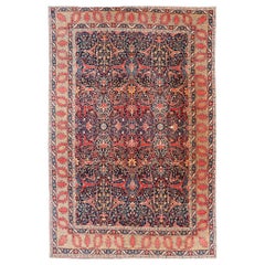 Tapis persan Tabriz Over Size datant d'environ 1910 - Laine bleu ivoire bleu marine bleu rouge - 99579
