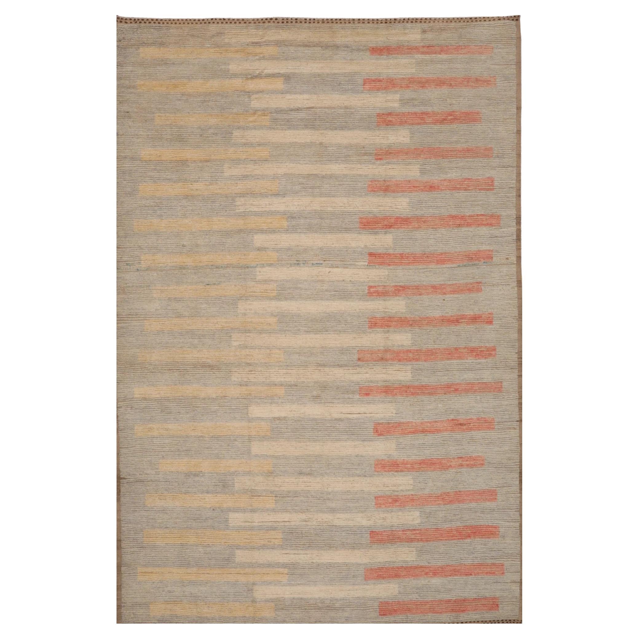 Afghanistan Tapis marocain Circa 1990 - Laine Ivoire Rose Taupe Jaune - 99580