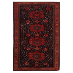 Tapis russe Kazak Circa 1910 - Laine Noir Bleu Rouge Design - 99582