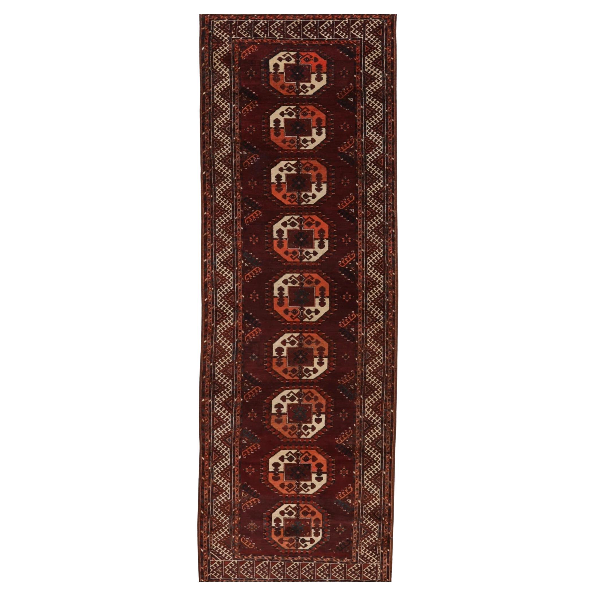 Alfombra Persa Turkeman Circa 1910 - Lana Marfil Rosa Rojo Diseño - 99585