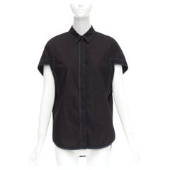 MARNI camicia nera blu con impunture, spalla rotonda e taglio 3D IT40 S
