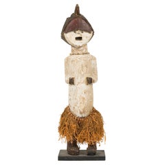 Gabonese Tribal Reliquary Figure, Hand-Carved Wood, 20th Century