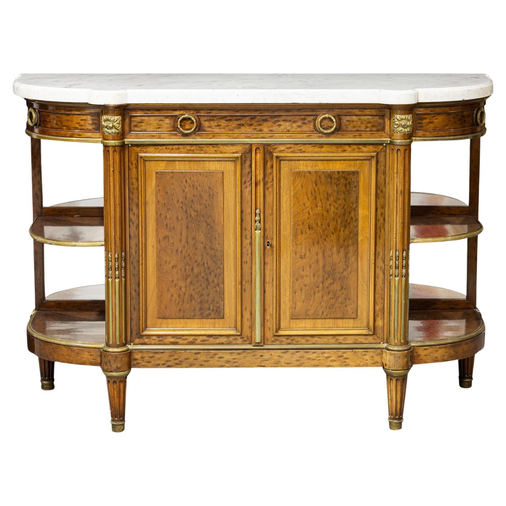 French Louis XVI Style Mahogany and Brass Server Cabinet
