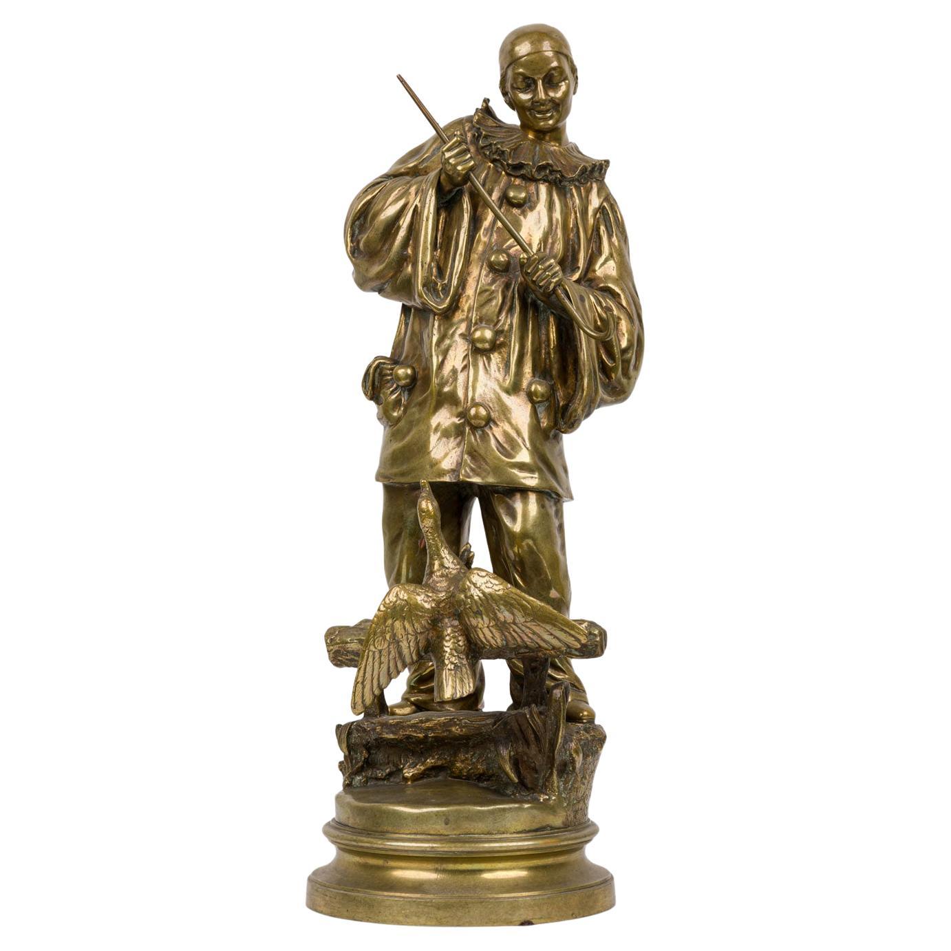 Ernest Wante Bronze Pierot et un canard