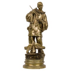 Ernest Wante Bronze Pierot et un canard Ernest Wante Bronze Pierot et un canard