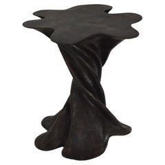 Cast Bronze Side Table (Black Marble), Waltz Sculptural Base